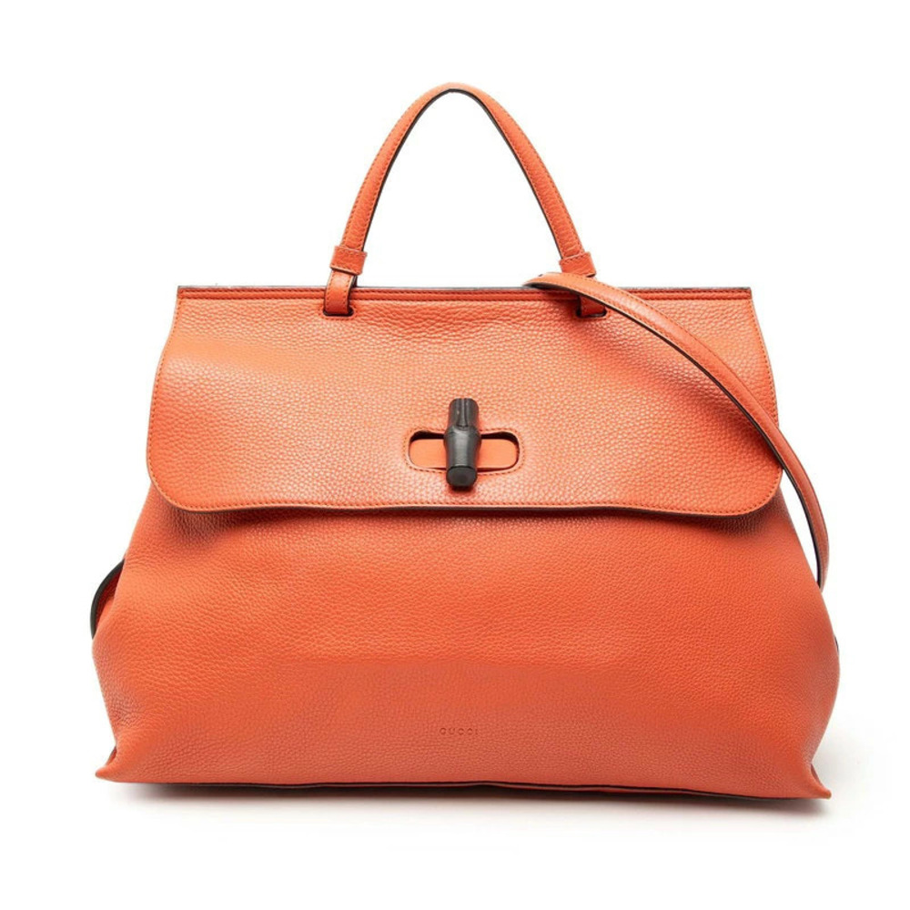 Gucci Bamboo Daily Tote Bag Shoulder Red Leather